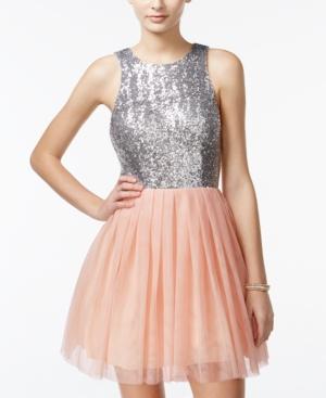 B Darlin Junior's Open-back Sequined Tulle Dress