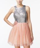B Darlin Junior's Open-back Sequined Tulle Dress