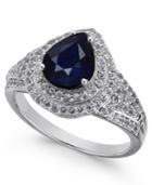 Blue Sapphire (2 Ct. T.w.) And White Sapphire (3/4 Ct. T.w.) Ring In 14k White Gold