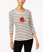Karen Scott Cotton Striped Graphic T-shirt, Only At Macy's