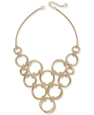Alfani Gold-tone Crystal Accent Multi-hoop Link Statement Necklace, 17 + 2 Extender, Created For Macy's