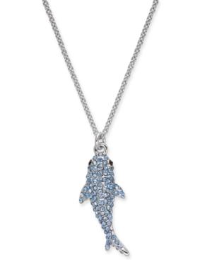 Kate Spade New York Silver-tone Pave Shark 17 Pendant Necklace