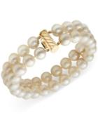 Belle De Mer Cultured Freshwater Pearl Two-row Bracelet In 14k Gold (8-1/2mm)