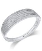 I.n.c. Silver-tone Pave Layered Hinged Bangle Bracelet, Created For Macy's