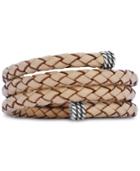 American West Braided Leather Coil Wrap Bracelet In Sterling Silver