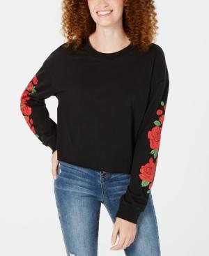 Rebellious One Juniors' Rose Long-sleeved Graphic T-shirt