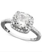 B. Brilliant Sterling Silver Ring, Cubic Zirconia Cushion Cut Pave Ring (3-3/4 Ct. T.w.)