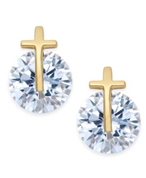 Giani Bernini 18k Gold-plated Sterling Silver Cross & Cubic Zirconia Stud Earrings, Only At Macy's