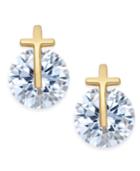 Giani Bernini 18k Gold-plated Sterling Silver Cross & Cubic Zirconia Stud Earrings, Only At Macy's