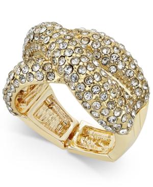 Inc International Concepts Gold-tone Pave Crossover Stretch Ring, Only At Macy's