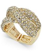 Inc International Concepts Gold-tone Pave Crossover Stretch Ring, Only At Macy's