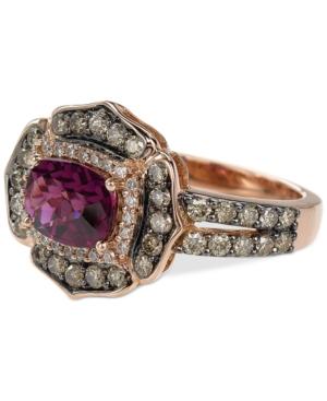 Le Vian Chocolatier Raspberry Rhodolite Garnet (1-1/2 Ct. T.w.) And Diamond (9/10 Ct. T.w.) Ring In 14k Rose Gold