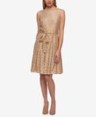 Tommy Hilfiger Self-tie Metallic Dot Fit & Flare Dress