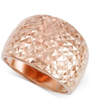 Italian Gold Textured Wide Ring In 14k Rose Gold