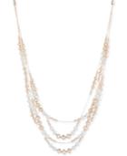Anne Klein Gold-tone Multi-row Beaded Layer Statement Necklace