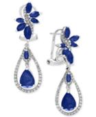 Effy Royal Bleu Sapphire (4-3/4 Ct. T.w.) And Diamond (5/8 Ct. T.w.) Fancy Drop Earrings In 14k White Gold, Created For Macy's