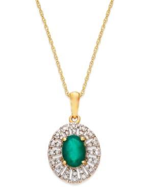 Emerald (9/10 Ct. T.w.) And Diamond (1/8 Ct. T.w.) Pendant Necklace In 14k Gold