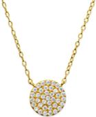 Cubic Zirconia Circle Pendant Necklace In 18k Gold Over Sterling Silver