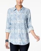 Style & Co Petite Westward Printed Shirt, Only At Macy's