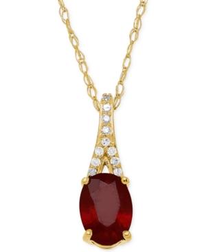Ruby (1-1/10 Ct. T.w.) And Diamond Accent Pendant Necklace In 10k Gold