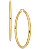Polished Thin Tube Hoop Earrings In 14k Gold