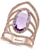 Effy Final Call Amethyst (4-1/3 Ct. T.w.) And Diamond (3/4 Ct. T.w.) Openwork Statement Ring In 14k Rose Gold