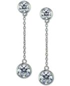 Giani Bernini Cubic Zirconia Bezel Drop Earrings In Sterling Silver, Created For Macy's