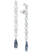 Swarovski Silver-tone Crystal & Pave Linear Drop Earrings