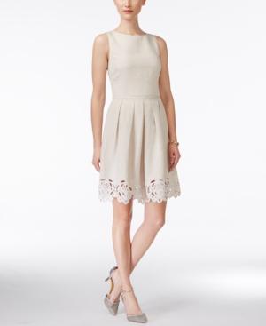 Tahari Asl Sleeveless Pleated A-line Dress