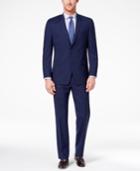 Marc New York By Andrew Marc Men's Classic-fit Stretch Dark Blue Plaid Suit
