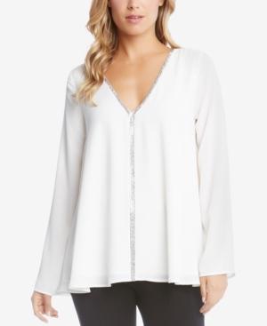 Karen Kane Sparkle-trim Flare-sleeve Top