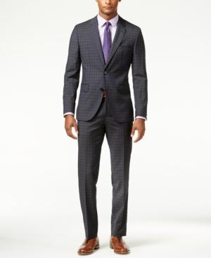 Hugo Boss Navy Plaid Extra Slim-fit Suit