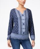 Style & Co Mixed-print Split-neck Top In Regular & Petite Sizes, Created For Macy's