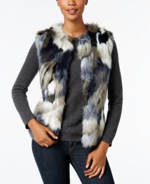 Inc International Concepts Patchwork Faux-fur Vest, Only At Macy's