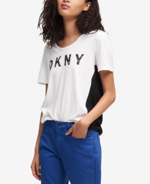 Dkny Mixed-media Draped Back Top, Created For Macy's