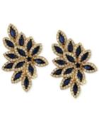 Velvet Bleu By Effy Manufactured Diffused Sapphire (2-1/2 Ct. T.w.) And Diamond (1 Ct. T.w.) Earrings In 14k Gold