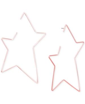 Steve Madden Rose Gold-tone Open Star Drop Earrings