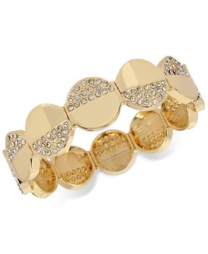 M. Haskell For Inc Gold-tone Pave Disc Stretch Bracelet, Only At Macy's