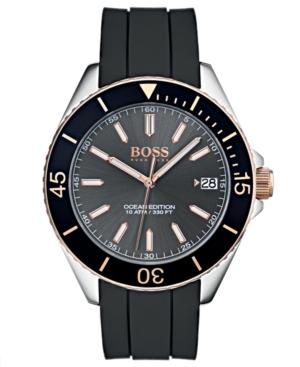 Boss Men's Ocean Edition Black Rubber Strap Watch 42mm