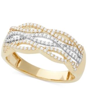 Diamond Cutout Band (1/3 Ct. T.w.) In 14k White And Yellow Gold
