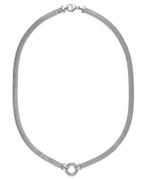 Diamond Mesh Circle Necklace (1/8 Ct. T.w.) In Sterling Silver
