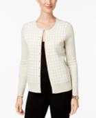 Charter Club Windowpane Plaid Metallic Button Cardigan, Created For Macy's