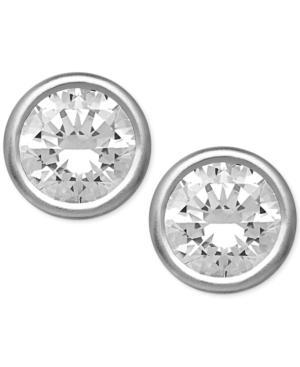 Swarovski Zirconia Bezel Stud Earrings In 14k White Gold (4-1/2 Ct. T.w.)