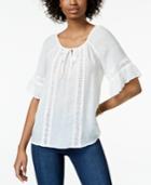 Bcx Juniors' Crochet-trim Peasant Top