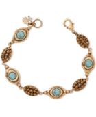 Lucky Brand Gold-tone Turquoise-look Bead And Crystal Bracelet
