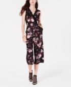 Material Girl Juniors' Lace & Floral Gaucho Jumpsuit, Created For Macy's