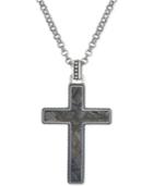 Esquire Men's Jewelry Meteorite (36mm) Cross Pendant Necklace In Sterling Silver, Created For Macy's