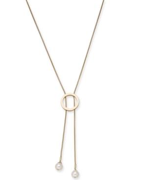 Alfani Gold-tone Imitation Pearl Circle Lariat Necklace, 34 + 2 Extender, Created For Macy's
