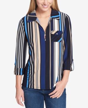 Tommy Hilfiger Striped Collared Top, Created For Macy's
