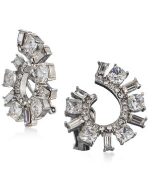 Carolee Silver-tone Cubic Zirconia Spiral Clip-on Hoop Earrings